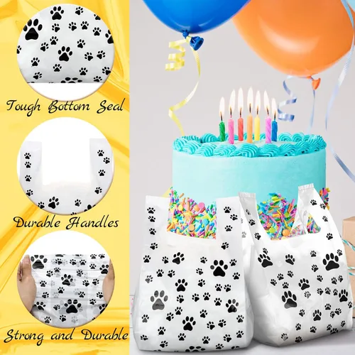 Miniatura 4 de Outus 50 bolsas con estampado de patas, bolsas de regalo para mascotas, bolsa de plástico para cachorros, suministros de decoración de cumpleaños