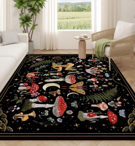 Miniatura 7 de Alfombra Pasillera Retro para Pasillos, Alfombras Pasilleras de Cocina Modernas de Mediados de Siglo Antideslizantes 2'x 6', Alfombra Amarilla