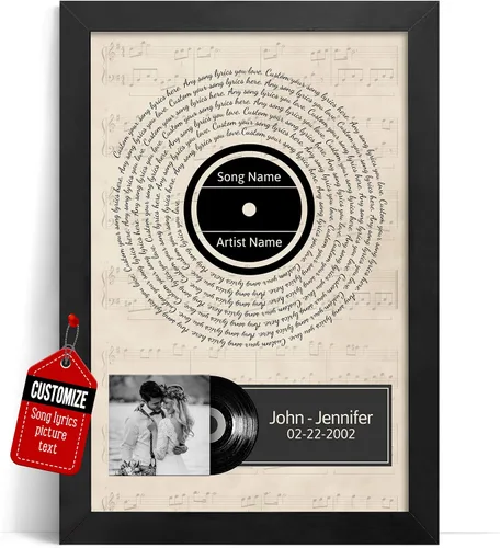 Miniatura 14 de VICILO Póster Enmarcado con Letras de Canción Personalizadas, Regalo para Padres, Acordes de Canción Perfectos, Pareja, 50° Aniversario de Boda