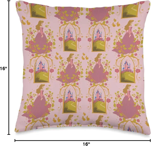 Miniatura 4 de Disney Princess Sleeping Beauty Anniversary Aurora & Castle - Almohada (16 x 16 pulgadas), multicolor