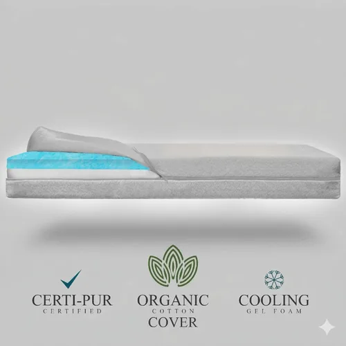 Miniatura 2 de Colchón de cuna de doble cara cubierto de algodón orgánico, colchón de espuma viscoelástica de alta calidad CertiPUR-US hipoalergénico para bebé