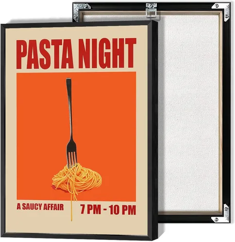 Miniatura 15 de Pósteres nocturnos de pasta retro, arte divertido de comida de fideos, arte de mediados de siglo, lienzo de cocina moderna de mediados de siglo
