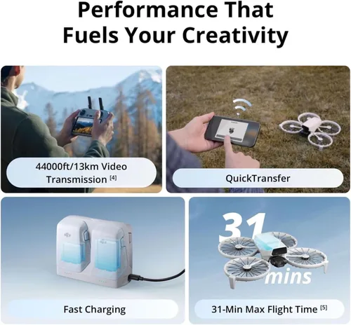 Miniatura 5 de DJI Flip (RC-N3), dron con cámara 4K UHD para adultos, menos de 249 g, estabilización de cardán de 3 ejes, transmisión de video de 44000 pies/13 km