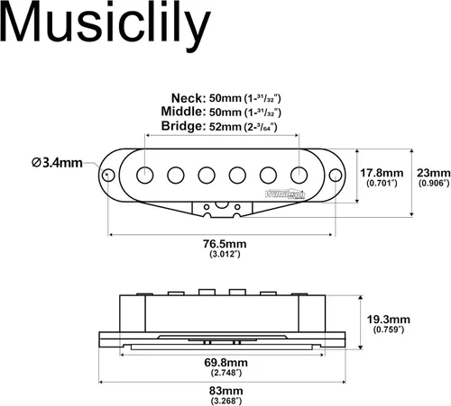 Miniatura 2 de Wilkinson - Juego de pastillas de cerámica de alto rendimiento para guitarra eléctrica estilo Strat, color negro