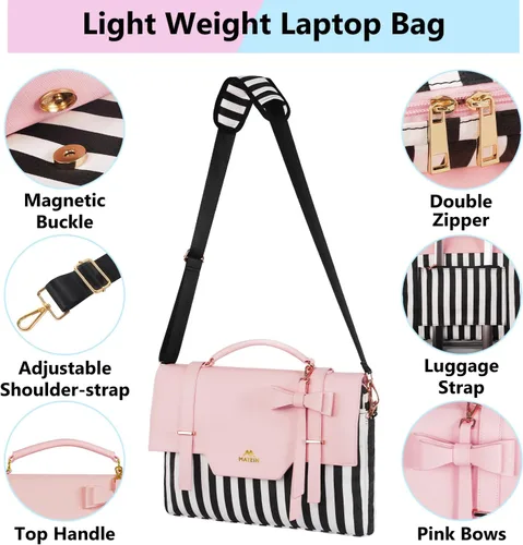Miniatura 5 de MATEIN Bolsa para laptop para mujeres, maletín delgado de 15.6 pulgadas para computadora, funda, bolsa ligera linda y femenina de mensajero