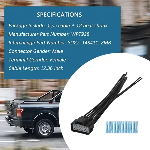 Miniatura 8 de Anina WPT928 Kit de cableado calentado/refrigerado para Ford F150 F250 Explorer Mustang Fusion Lincoln MKS Mercury Milan 12 cables arnés de cableado