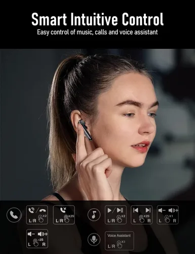 Miniatura 7 de Audiovance Euphony 301 - Auriculares inalámbricos Bluetooth para iPhone y Android, auriculares inalámbricos de sonido premium (EU301)