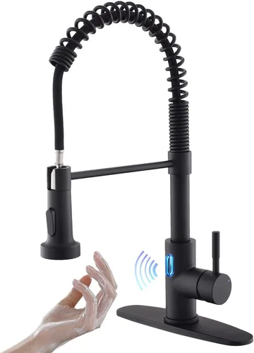 Miniatura 11 de Grifo de cocina sin contacto con rociador extraíble, luz LED, grifo de fregadero de cocina de una sola manija, sensor de movimiento, manos libres, A