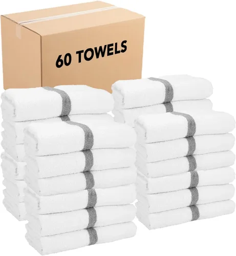 Miniatura 11 de Arkwright - Paquete de 6 toallas blancas de baño para gimnasio, 100 % algodón, suaves, de secado rápido, absorbentes del sudor, toallas de calidad