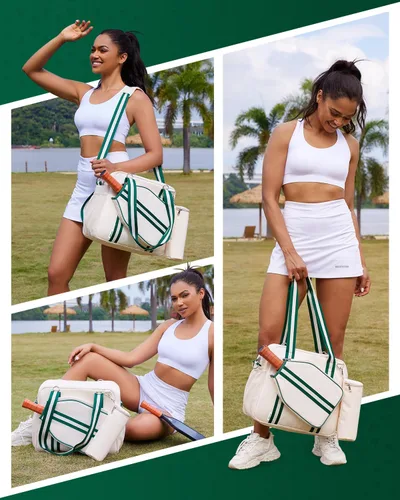 Miniatura 7 de Bolsa para Pickleball para Hombres y Mujeres con Bolsillo para Cubierta de Remo, Bolsa Externa para Bolas y Correa de Hombro Ajustable con Gancho