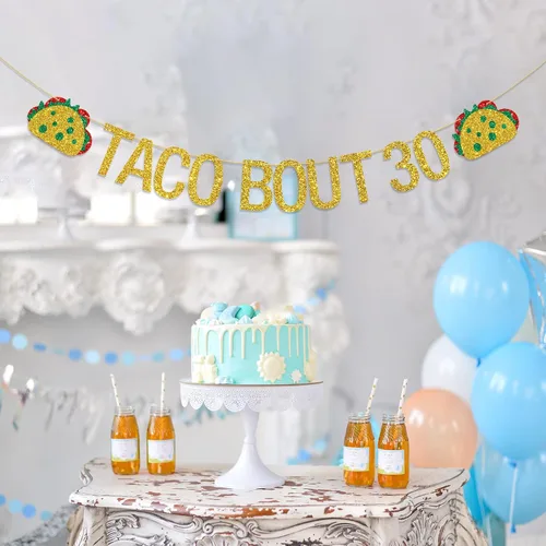 Miniatura 5 de Cartel de taco Bout 30, decoración de fiesta mexicana para fiesta de cumpleaños número 30 para hombres y mujeres, fiesta de cumpleaños 30