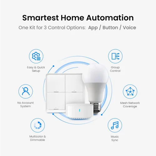 Miniatura 4 de BroadLink Kit de inicio inteligente para el hogar: incluye 3 bombillas, 1 interruptor de escena y 1 concentrador, utiliza tecnología FastCon