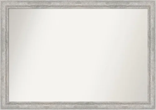 Miniatura 556 de Amanti Art Espejo de baño plateado para sobre fregadero, 23 x 23 pulgadas, espejo cuadrado plateado en ángulo, marco de madera moderno medio, se