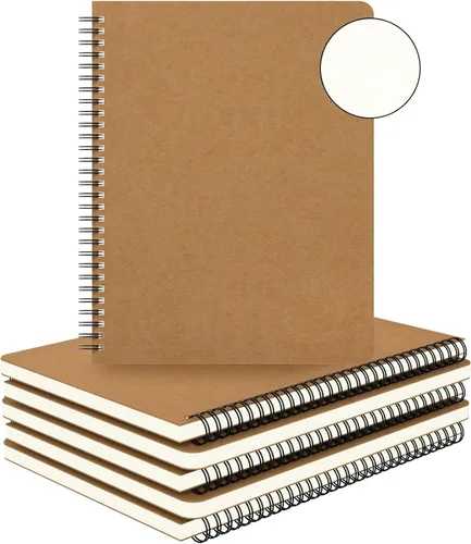 EUSOAR Cuaderno en espiral en blanco de tapa dura, B5, 6 paquetes de 7.3 x 10.2 pulgadas, cuadernos de escritura de viaje, bloc de notas de notas,