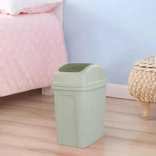 Miniatura 7 de Asking Cubo de basura pequeño de 1.8 galones con tapa abatible, cubo de basura de plástico, color verde