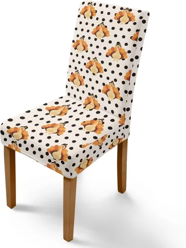 Miniatura 23 de Rnyleeg Thanksgiving Chair Covers for Living Room No Arms Turkey Pumpkin Stretch Dining Chair Covers Set of 6 Soft Washable Kitchen Chair Protector