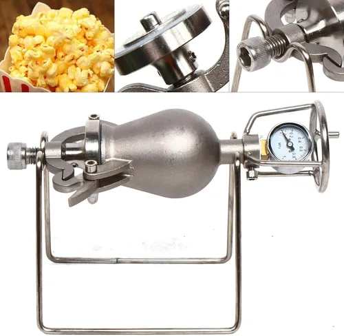 Miniatura 2 de Máquina tradicional de palomitas de maíz a la antigua, mini manivela de acero inoxidable, amplificador de comida de cañón de mano, máquina