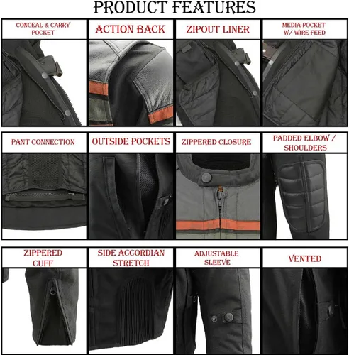 Miniatura 3 de Milwaukee Performance MPM1751 - Chaqueta de piel para hombre, diseño de rayas, color negro