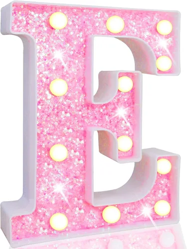 Miniatura 72 de Pooqla Luces de números de marquesina, números de luz rosa para niñas de 10.º cumpleaños, funciona con pilas, luz nocturna de número con purpurina