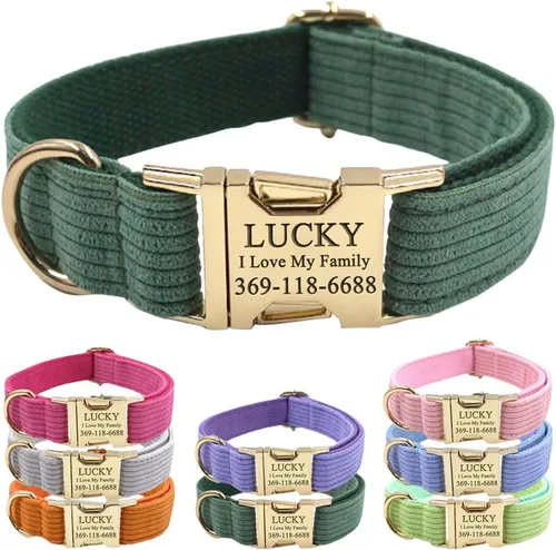 Miniatura 18 de PETDURO Collar de perro personalizado en púrpura claro de luxo suave - Cordón de cordero - Collar personalizado con nombre y teléfono grabados