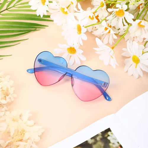 Miniatura 3 de Maxdot - Lentes de sol transparentes sin marco con forma de corazón para fiestas