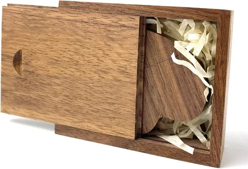 Miniatura 10 de Unidad flash de madera en forma de corazón 32GB USB3.0 con caja de regalo, unidad USB de madera 32G USB 3.0 Super-Speed JumpDrive caja de madera
