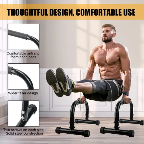 Miniatura 3 de AmazeFan Barras de Paralelas, Barras para Flexiones Entrenamiento de Fuerza para Paradas de Manos, Plancha Completa y Fondos, Calistenia, Negro