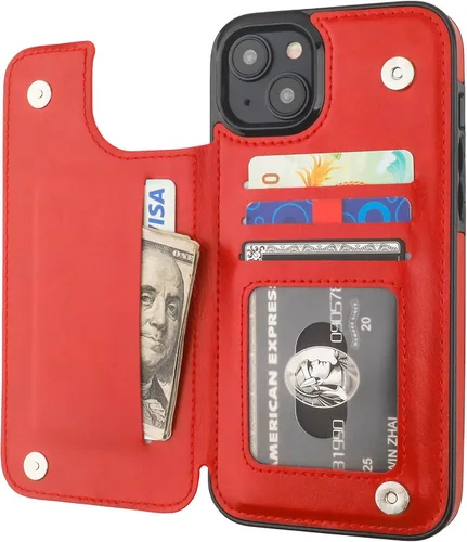 Miniatura 9 de ONETOP - Funda tipo cartera compatible con iPhone 15 Plus con soporte para tarjetas, funda de cuero PU con soporte y ranuras para tarjetas, doble