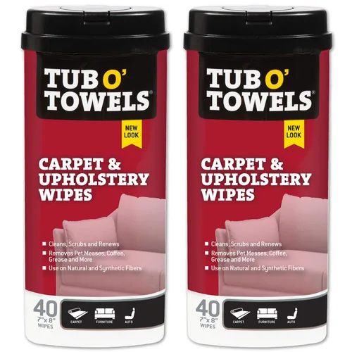 Tub O' Towels Toallitas de limpieza para alfombras, alfombras y tapicería, removedor de manchas extra fuerte, poder de lucha contra los olores,