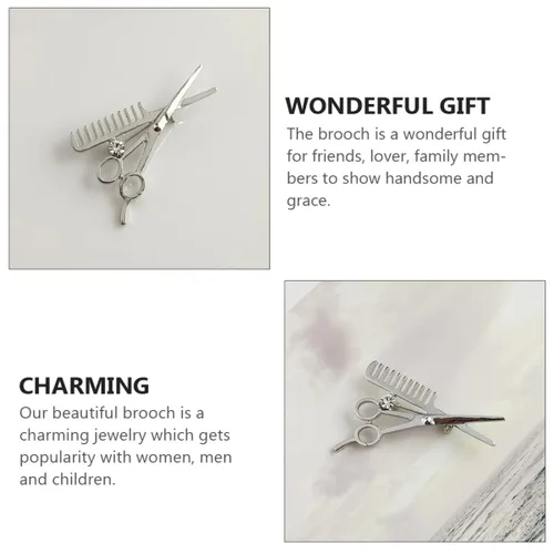 Miniatura 5 de GALPADA 12 piezas brillantes mini joyería de peluquería para tijera peluquero decoración traje herramientas plata pin peine oro collar suéter