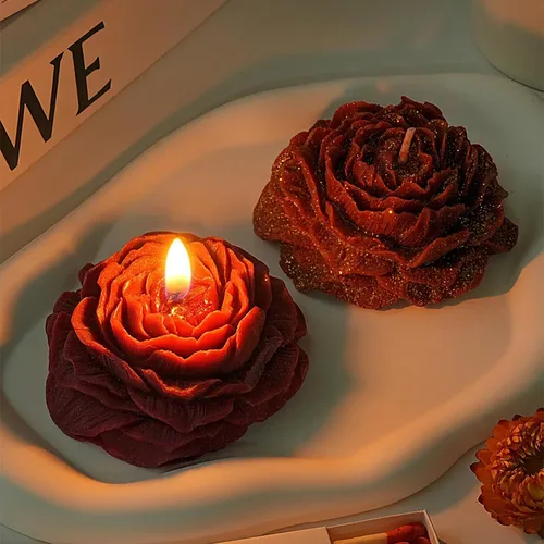 Miniatura 8 de MGLIFEUL 8 piezas de rosa flor tulipán peonía corazón vela jabón cera molde de silicona del Día de San Valentín para pequeñas velas de mantequilla