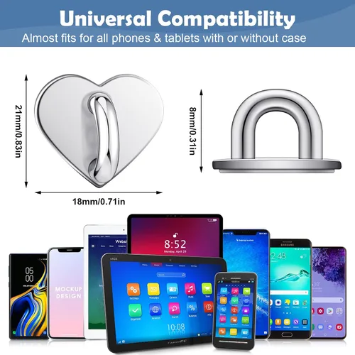 Miniatura 4 de Moxweyeni 8 piezas de anillo adhesivo para dedos de teléfono celular, soporte de agarre de dedo de metal para teléfono, anillo de bucle de agarre