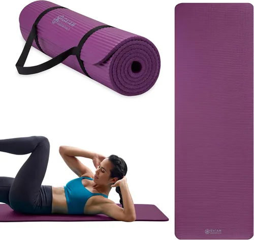 Miniatura 2 de Gaiam - Tapete de yoga, pilates y ejercicio, tapete grueso de 2/5 pulgadas (0.394 in) con correa de transporte fácil de sujetar para entrenamientos