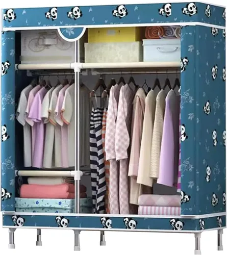 Miniatura 8 de large closets Large Closet Steel Rack Clothes Closet with Pattern Cloth Cover Closets for Bedroom Hanging Closet Fashion Portable Wardrobe
