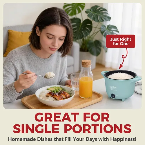 Miniatura 7 de AshGlen Arrocera pequeña de 2 tazas sin cocer / 4 tazas cocidas, mini olla eléctrica, mini olla eléctrica, olla arrocera de cerámica, vaporizador