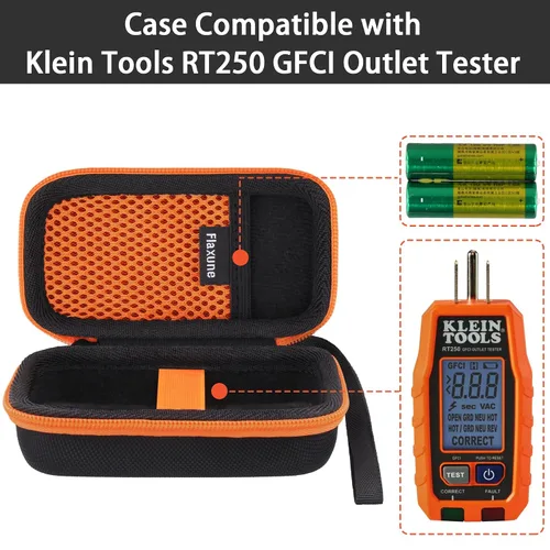 Miniatura 4 de Funda protectora de transporte para Klein Tools GFCI receptáculo probador de tomas de corriente 120V RT250, funda negra + cremallera naranja