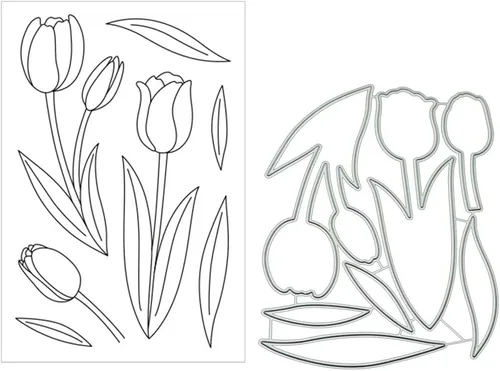 Miniatura 4 de Tulip - Juego de sellos y troqueles transparentes de silicona para hacer tarjetas, álbum de fotos en relieve para manualidades, decoración