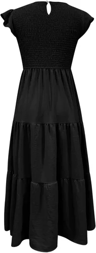 Miniatura 8 de Ceboyel Vestido de manga corta con vuelo para mujer, vestido midi casual con escalones, vestido de verano fruncido a la moda, trajes de mujer 2023