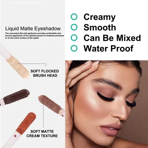 Miniatura 6 de Sombra de ojos líquida mate, 8 colores, sombra de ojos cremosa, suave y cremosa, de larga duración e impermeable, ligera sombra de ojos crema