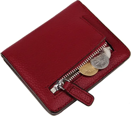 Miniatura 6 de BIG SALE-AINIMOER billetera de bolsillo pequeña con cremallera, plegable, compacta de cuero con bloqueo por identificación por radiofrecuencia