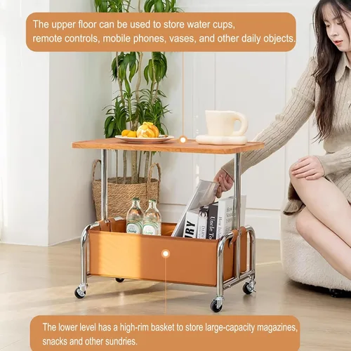 Miniatura 3 de Mesa Auxiliar Sofá Mesa Para Cama Pequeña con Ruedas Mesita Portatil Bandeja Sofá Mesas Auxiliares de Café Multifunción con Espacio