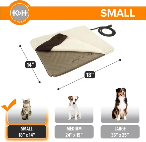 Miniatura 4 de Cama climatizada electrónica K&H, suave e ideal para exteriores (incluye funda), Bronceado