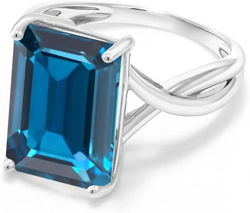 Miniatura 3 de Gem Stone King 10K White Gold London Blue Topaz Engagement Ring For Women