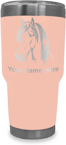 Miniatura 21 de LaserGram Vaso aislado al vacío de 20 onzas, cabeza de caballo 1, grabado personalizado incluido (negro)