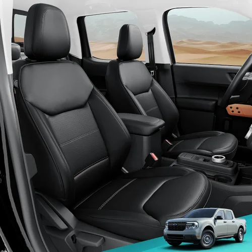 Miniatura 6 de Fundas de asiento delantero para Ford Maverick, 2 unidades, XL XLT, Lariat Lobo Tremor 2022 2023 2024 2025 2026, fundas de asiento de automóvil