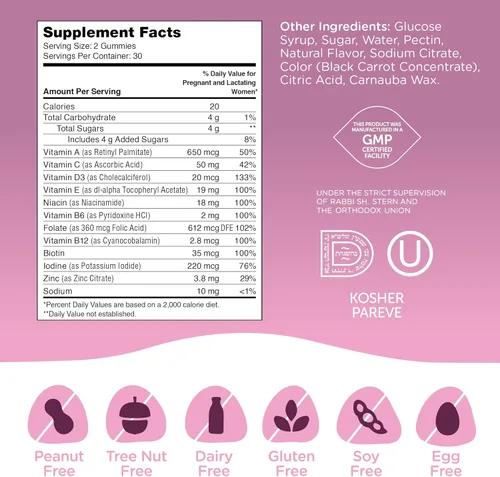 Miniatura 6 de Zahler Gomitas prenatales – Apoya el desarrollo fetal de las futuras madres – Ácido fólico y vitamina A para apoyo general de la salud – Kosher, sin