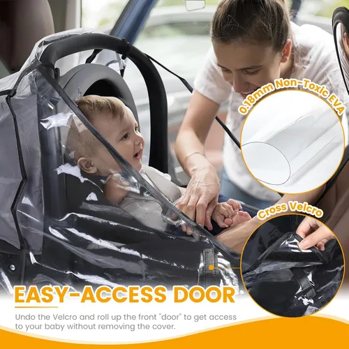 Miniatura 2 de Funda de lluvia universal para asiento de automóvil, EVA de grado alimenticio, protector impermeable contra la intemperie para asiento de automóvil