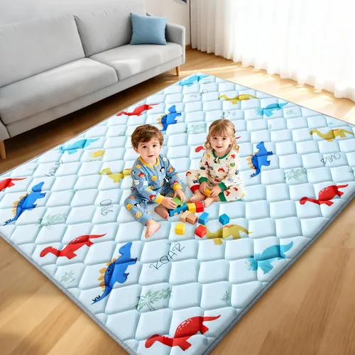 Miniatura 9 de omzer Alfombra de juego para bebé para piso: tapete de corralito de 59 x 59 pulgadas, tapete de espuma acolchado suave y grueso para bebés y niños