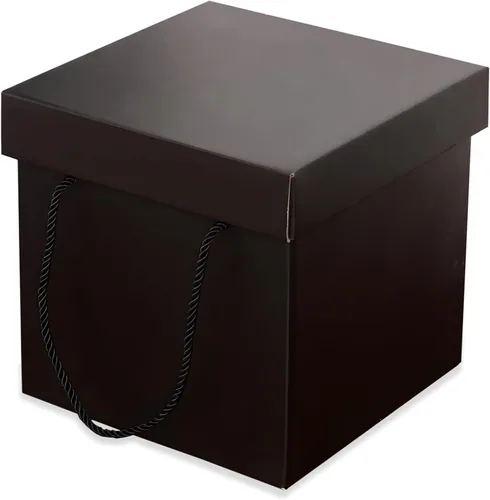Caja de regalo extragrande con tapas y asa, caja de regalo plegable negra de 12.6 pulgadas | para cumpleaños, fiestas, duchas, día de San Valentín