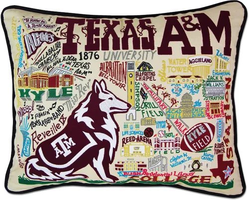 Catstudio Almohada bordada de Texas A&M – Almohadas decorativas universitarias para fanáticos de Aggies para graduación, día de juego, alumnos y